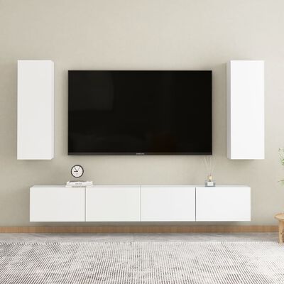 vidaXL خزانة تلفزيون أبيض 30.5×30×90 سم خشب مضغوط