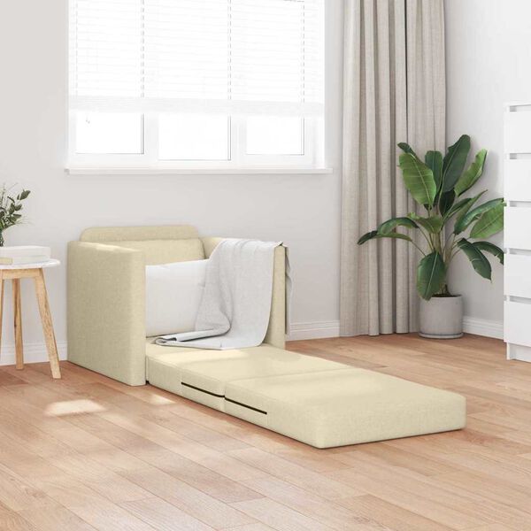 vidaXL سرير أريكة أرضي 2 في 1 لون كريمي 55x174x112 سم قماش