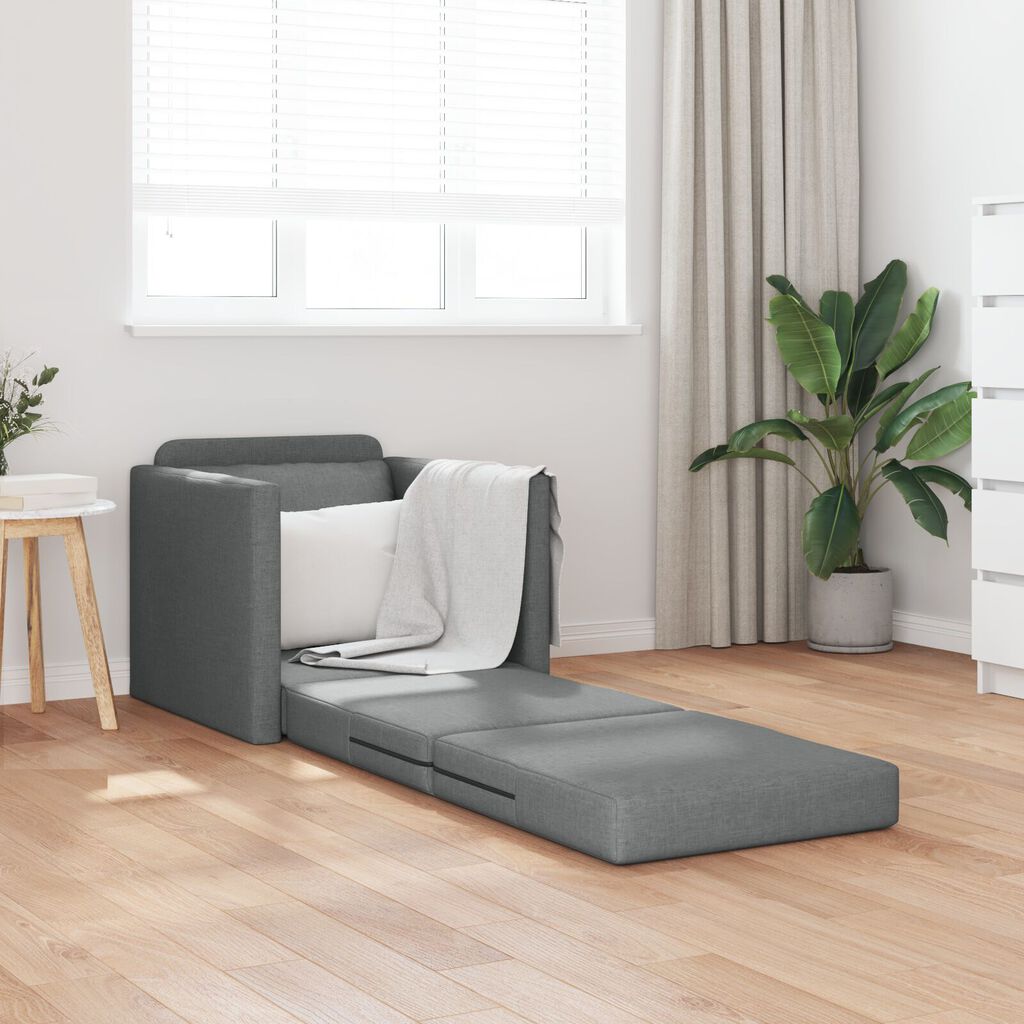 vidaXL سرير أريكة أرضي 2 في 1 لون رمادي داكن 55x174x112 سم قماش