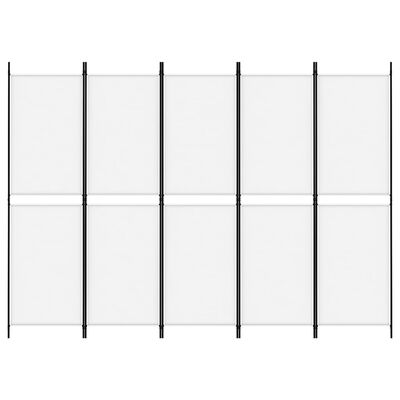 vidaXL مقسم غرفة 5-ألواح أبيض 250×180 سم قماش