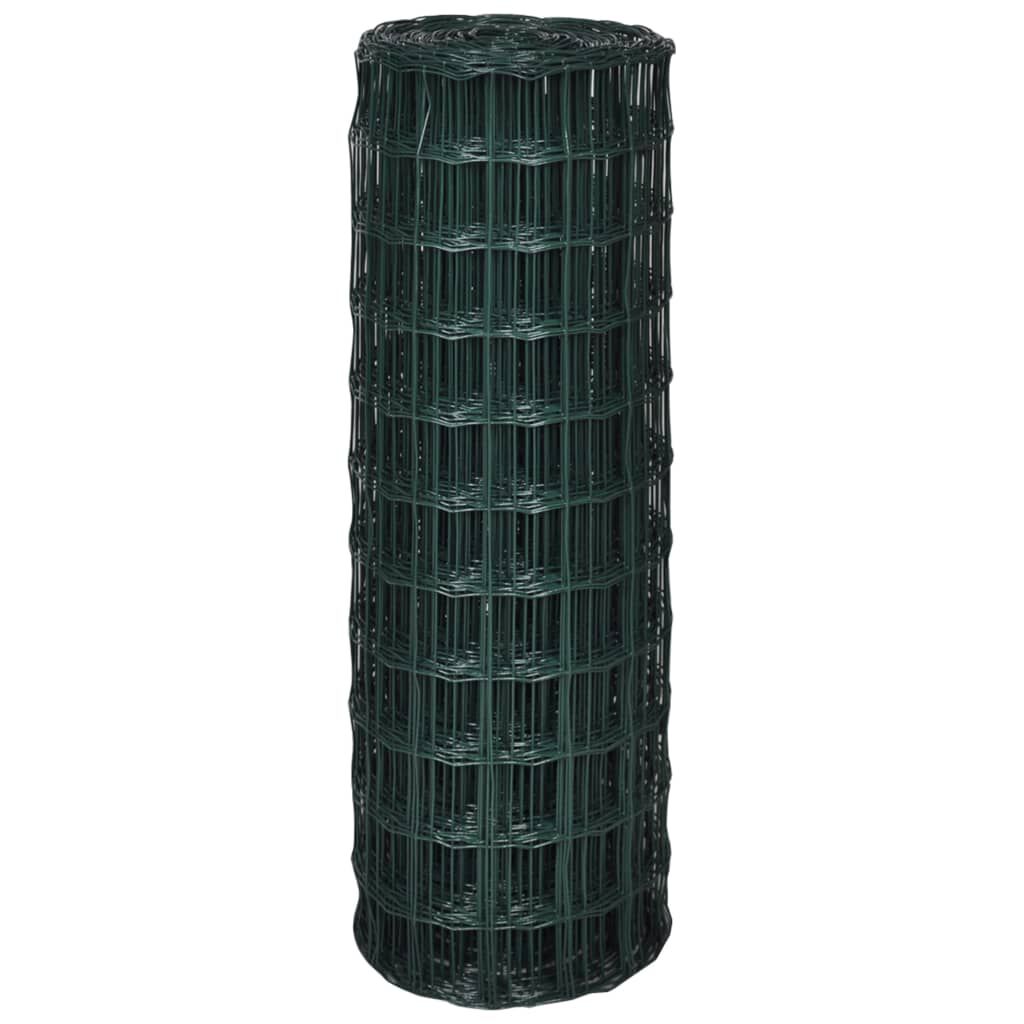 vidaXL سياج يورو فولاذ 1,0x25 متر أخضر