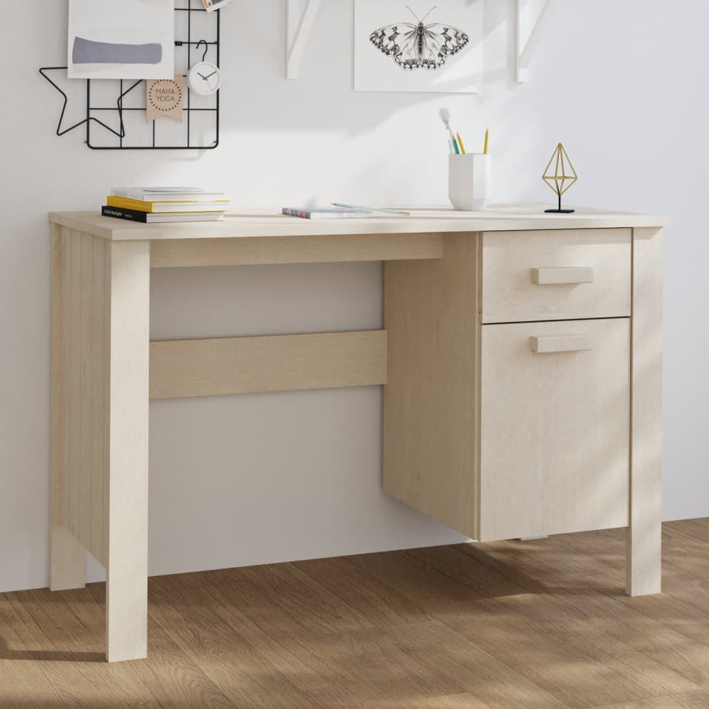 vidaXL مكتب بني عسلي 113×50×75 سم خشب صنوبر صلب