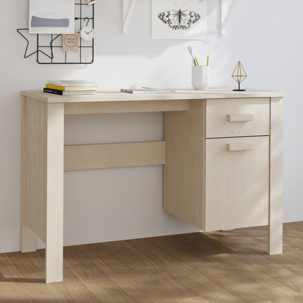 vidaXL مكتب بني عسلي 113×50×75 سم خشب صنوبر صلب