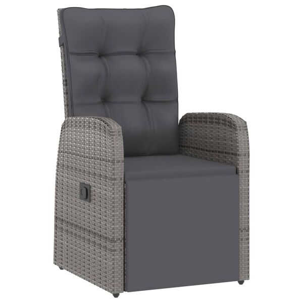 vidaXL طقم سفرة خارجي 11 قطعة مع وسائد بولي روطان رمادي