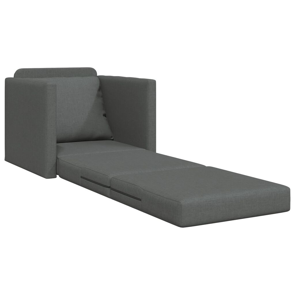 vidaXL سرير أريكة أرضي 2 في 1 لون رمادي داكن 55x174x112 سم قماش