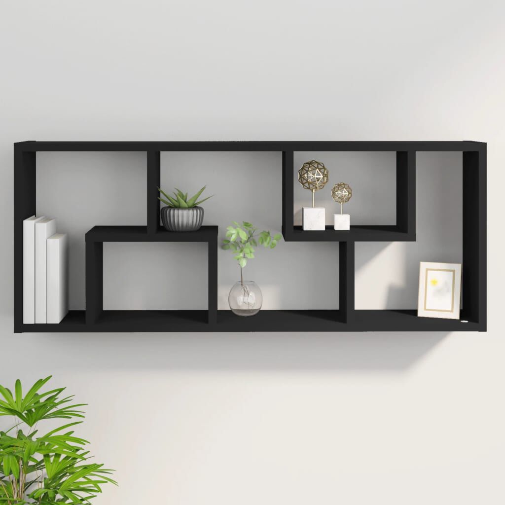 vidaXL رف جداري أسود 36×16×90 سم خشب صناعي