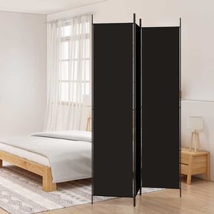 vidaXL مقسم غرفة 3-ألواح أسود 150&times;220 سم قماش