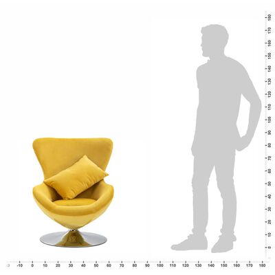 كرسي معلّق بيضاوي مع وسادة مخمل أصفر vidaXL