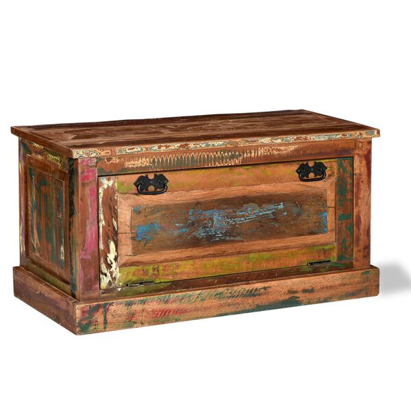 vidaXL مقعد تخزين الأحذية خشب صلب مستصلح