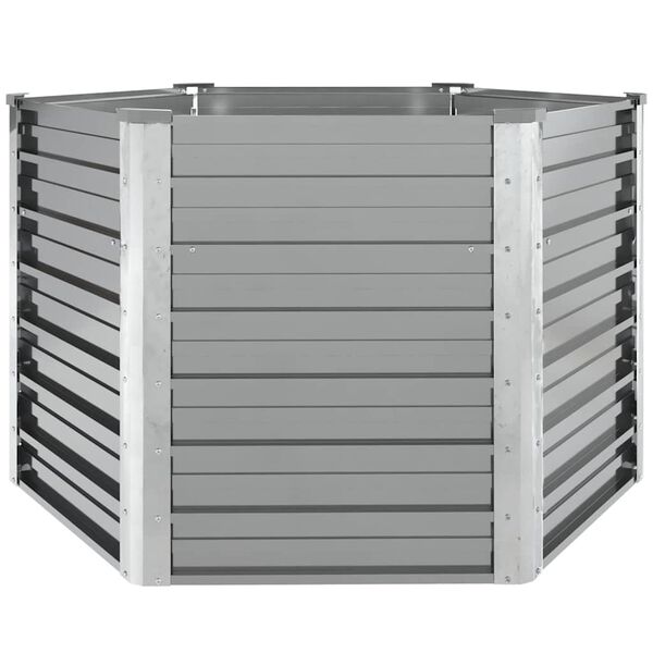 vidaXL حوض حديقة مرتفع فولاذ مجلفن 129×129×77 سم رمادي