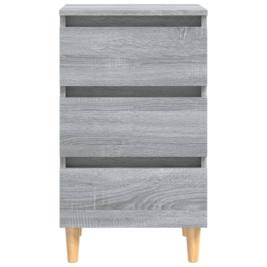 vidaXL خزائن سرير بأرجل خشب صلب 2 ق رمادي سونوما 40×35×69 سم