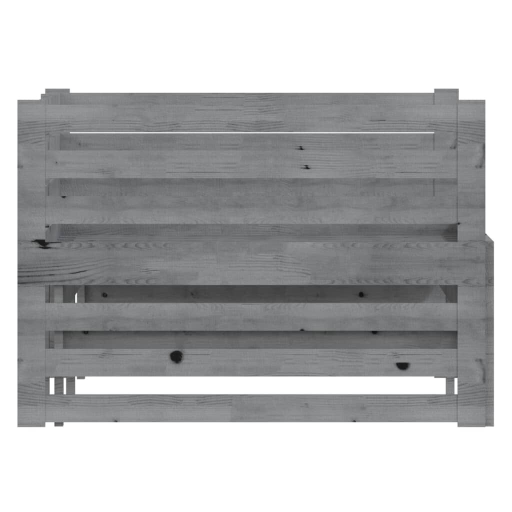 vidaXL سرير نهاري قابل للسحب خشب صنوبر صلب رمادي 2×(90×200) سم