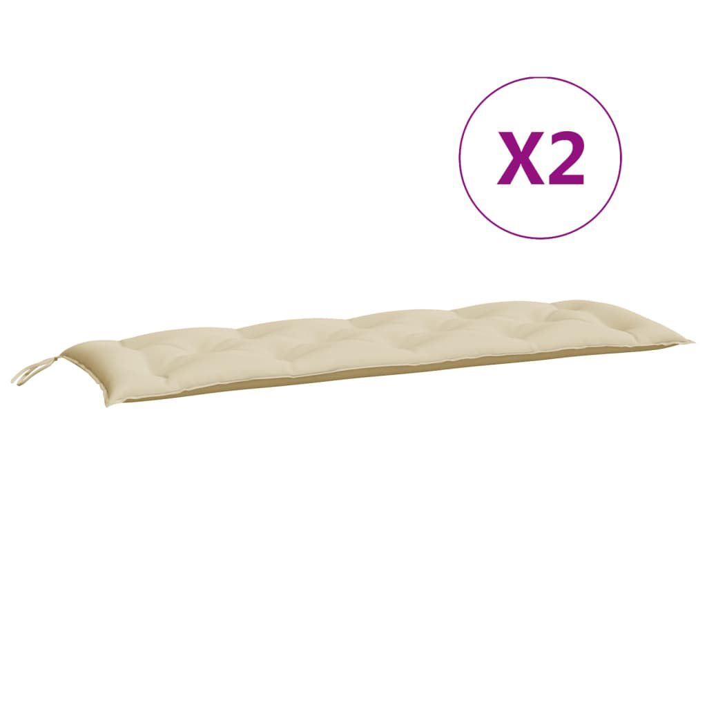 vidaXL وسائد بنش حديقة 2 ق بيج 150×50×7 سم قماش أكسفورد