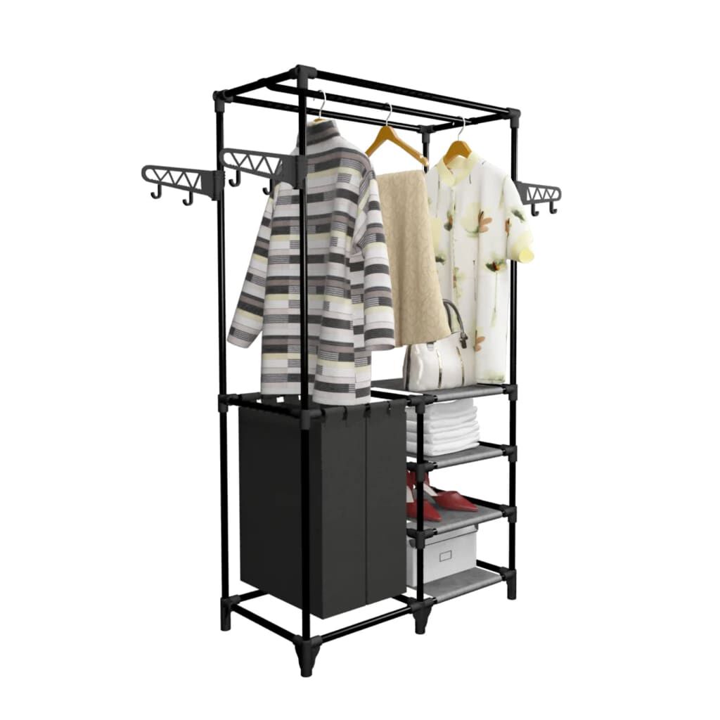 حامل ملابس فولاذ وقماش غير منسوج 158x44x87 سم أسود vidaXL
