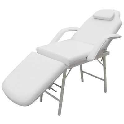 vidaXL سرير تجميل قابل للتعديل جلد صناعي أبيض