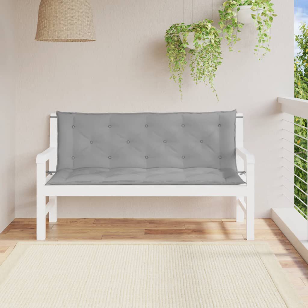 vidaXL وسائد بنش حديقة 2 ق رمادي 150×50×7 سم قماش أكسفورد