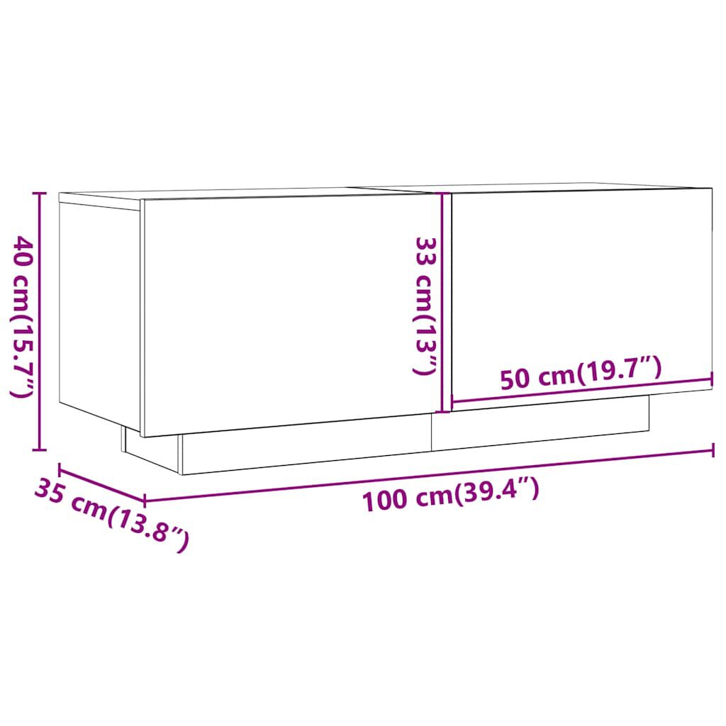 804436 vidaXL خزانة تلفزيون أبيض 100×35×40 سم خشب صناعي
