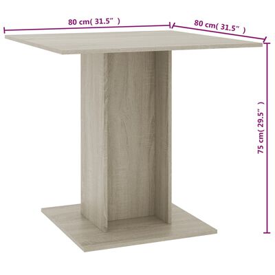 vidaXL طاولة سفرة سونوما اوك 80×80×75 سم خشب مضغوط