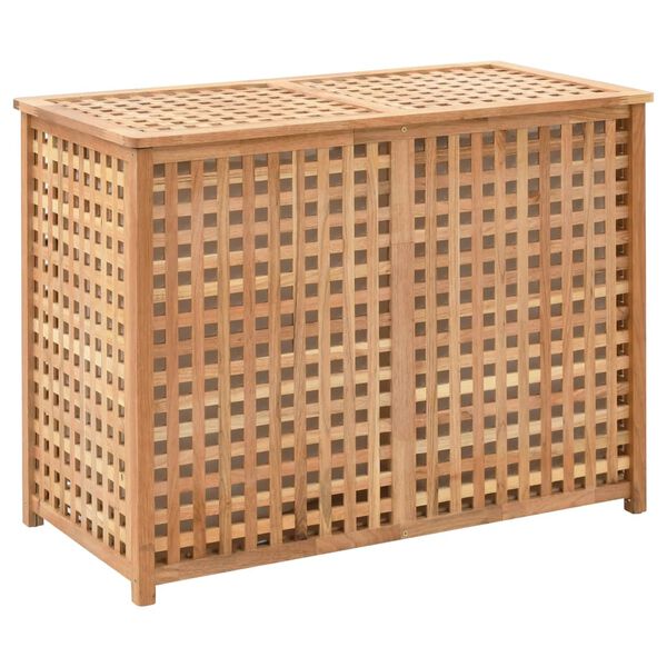 vidaXL سلة غسيل 87.5×46×67 سم خشب جوز صلب