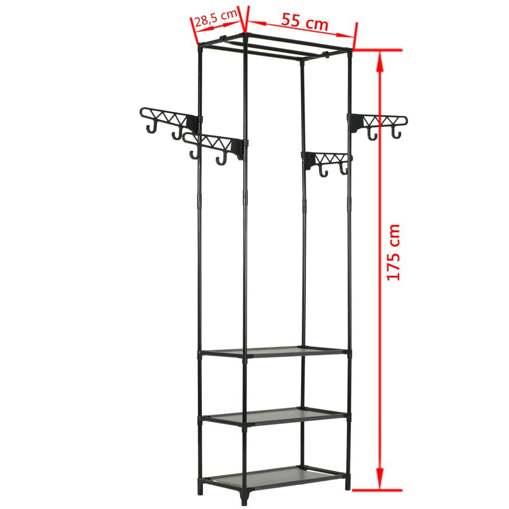 vidaXL حامل ملابس فولاذ وقماش غير منسوج 55×28.5×175 سم أسود