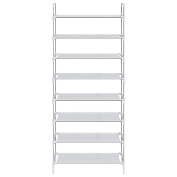 vidaXL حامل أحذية مع 8 رفوف معدن وقماش غير منسوج لون فضي