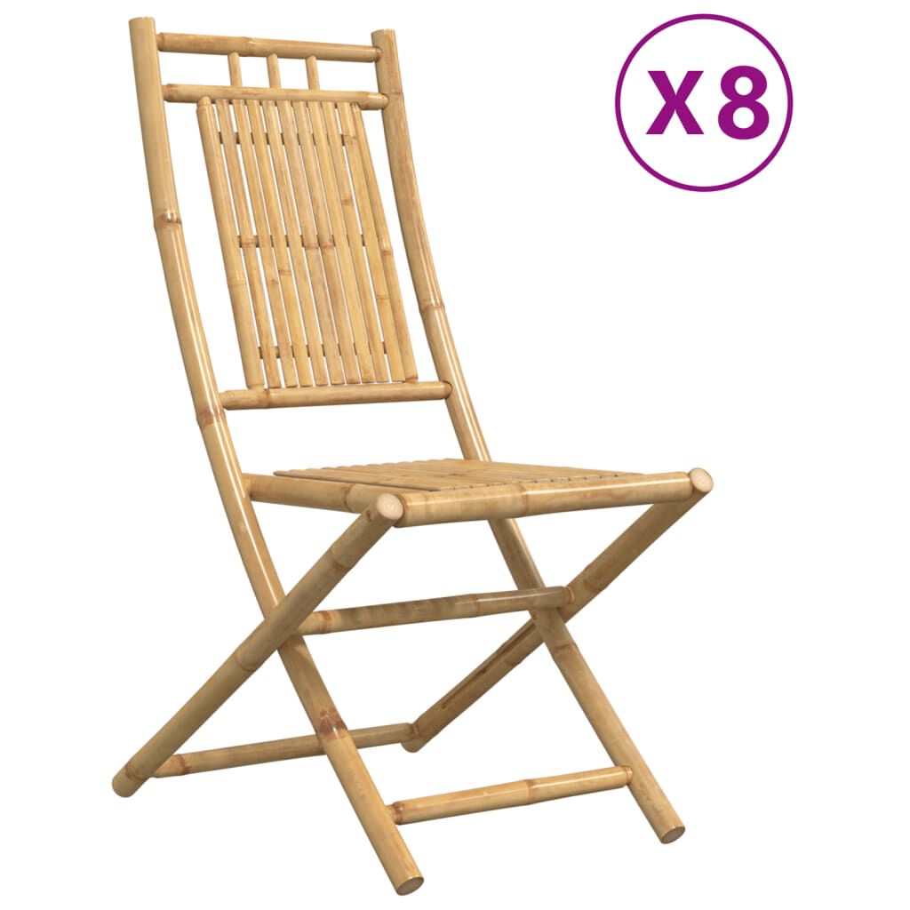 vidaXL كراسي حديقة قابلة للطي 8 قطع 99x66x46 سم خيزران