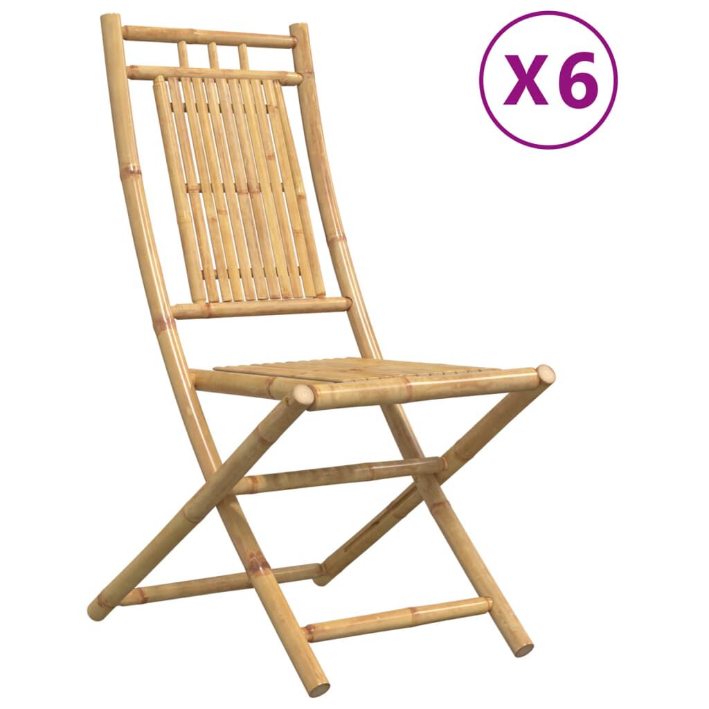 vidaXL كراسي حديقة قابلة للطي 6 قطع 99x66x46 سم خيزران