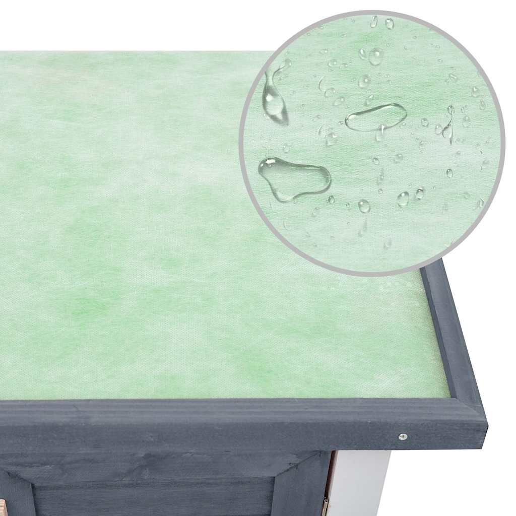 vidaXL قفص أرانب خارجي 4 أبواب خشب رمادي