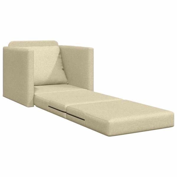 vidaXL سرير أريكة أرضي 2 في 1 لون كريمي 55x174x112 سم قماش