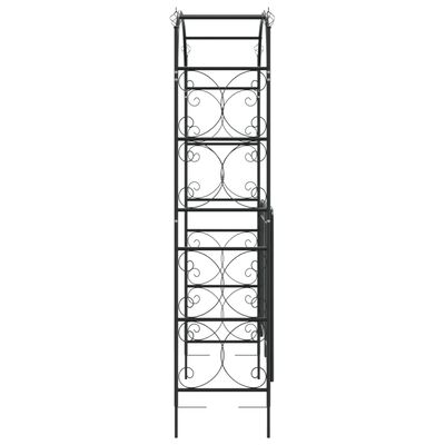 vidaXL قوس حديقة مع بوابة لون أسود 108×45×235 سم فولاذ