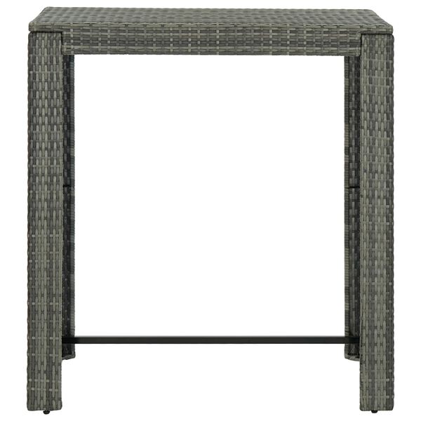 vidaXL طاولة بار للحديقة رمادي 100×60.5×110.5 سم بولي روطان
