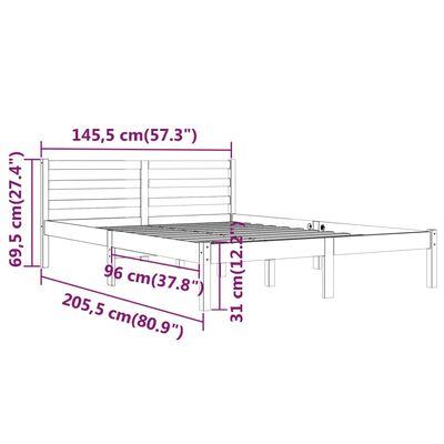 vidaXL إطار سرير خشب صنوبر صلب 140×200 سم بني عسلي