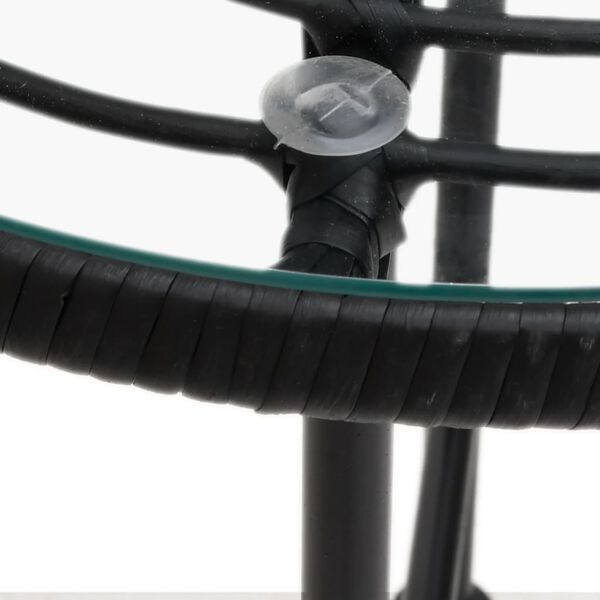 vidaXL طاولة طعام أسود بقطر 80 سم  زجاج مُقسّى وفولاذ