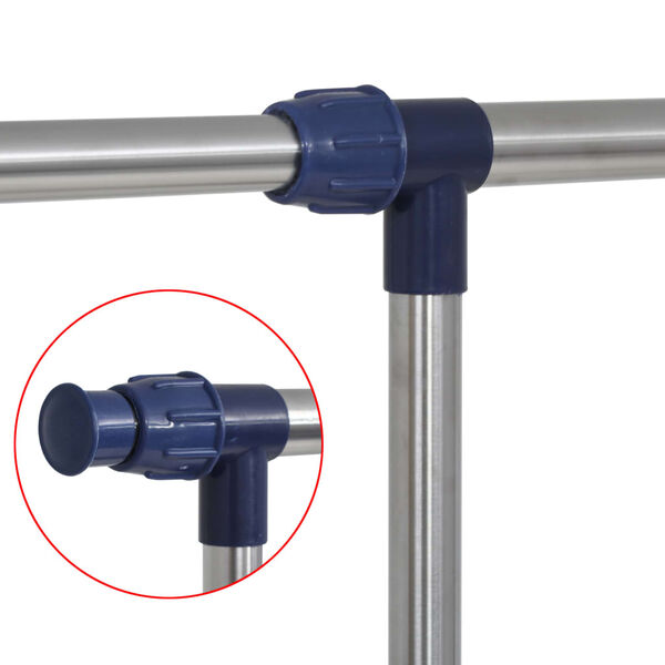 vidaXL رف ملابس قابل للضبط فولاذ مقاوم للصدأ 165×44×150 سم فضي