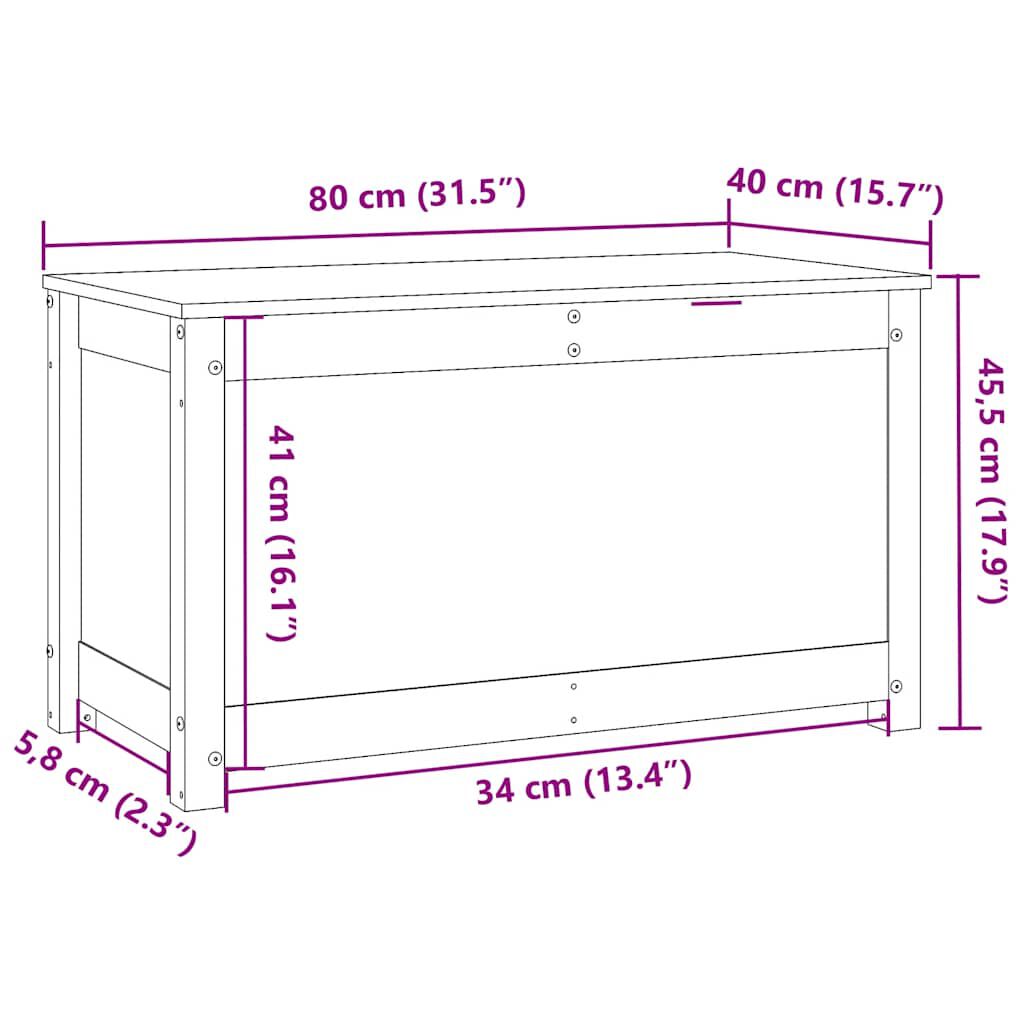 vidaXL صندوق تخزين 45,5x40x80 سم خشب صنوبر صلب