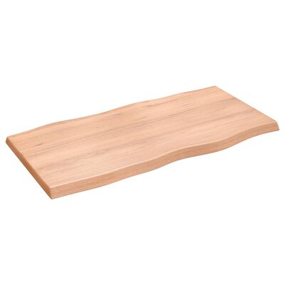 vidaXL سطح طاولة لون بني فاتح 100*50*(2-4) سم خشب صلب معالج وحواف خام