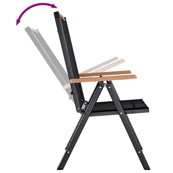 vidaXL كراسي حديقة قابلة للطي 6 ق تكستيلين أسود