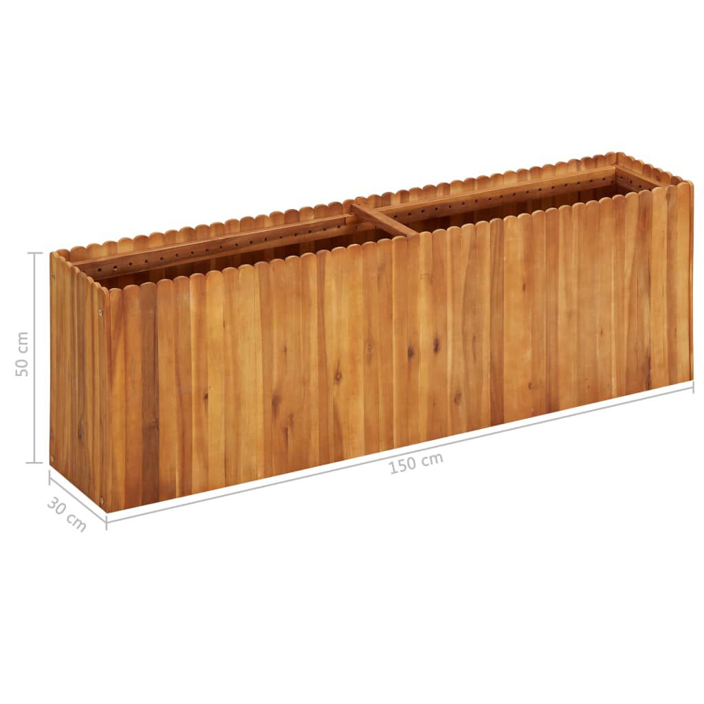 vidaXL حوض حديقة مرتفع 150×30×50 سم خشب أكاسيا صلب