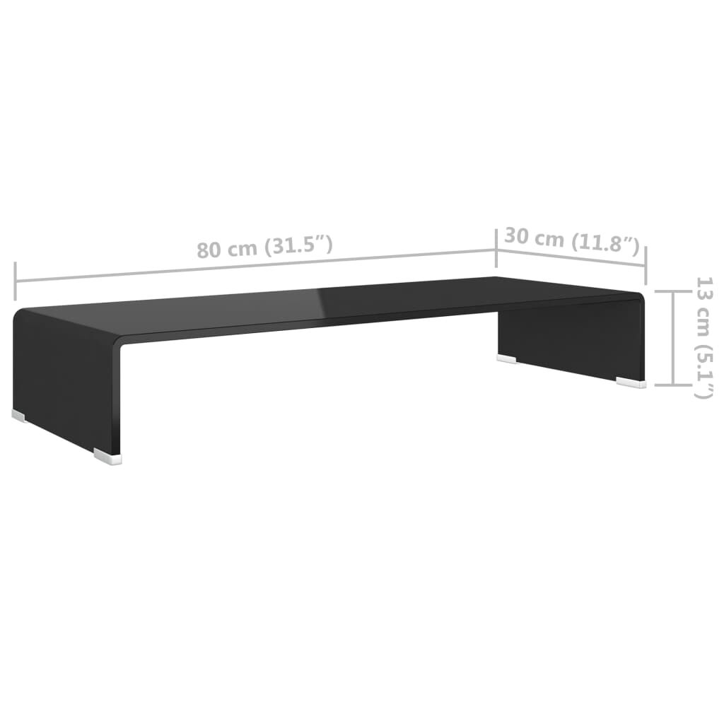 vidaXL حامل تلفزيون/رافع شاشة زجاج أسود 80×30×13 سم