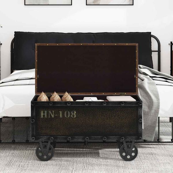 vidaXL مقعد تخزين خشب صلب وجلد صناعي 80.5&times;41&times;50 سم