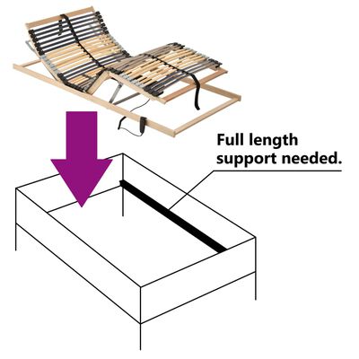 vidaXL قاعدة سرير شرائحية كهربائية مع 42 شريحة خشبية 7 مناطق 200x90 سم