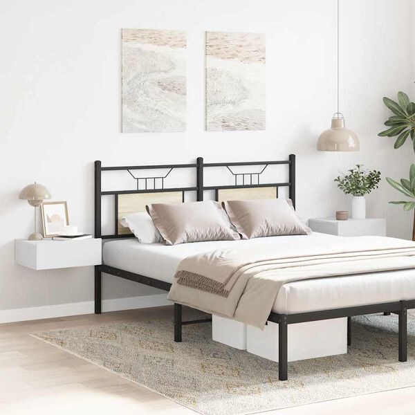 vidaXL منضدات سرير عائمة 2 ق لون أبيض 40×30×15 سم خشب صناعي