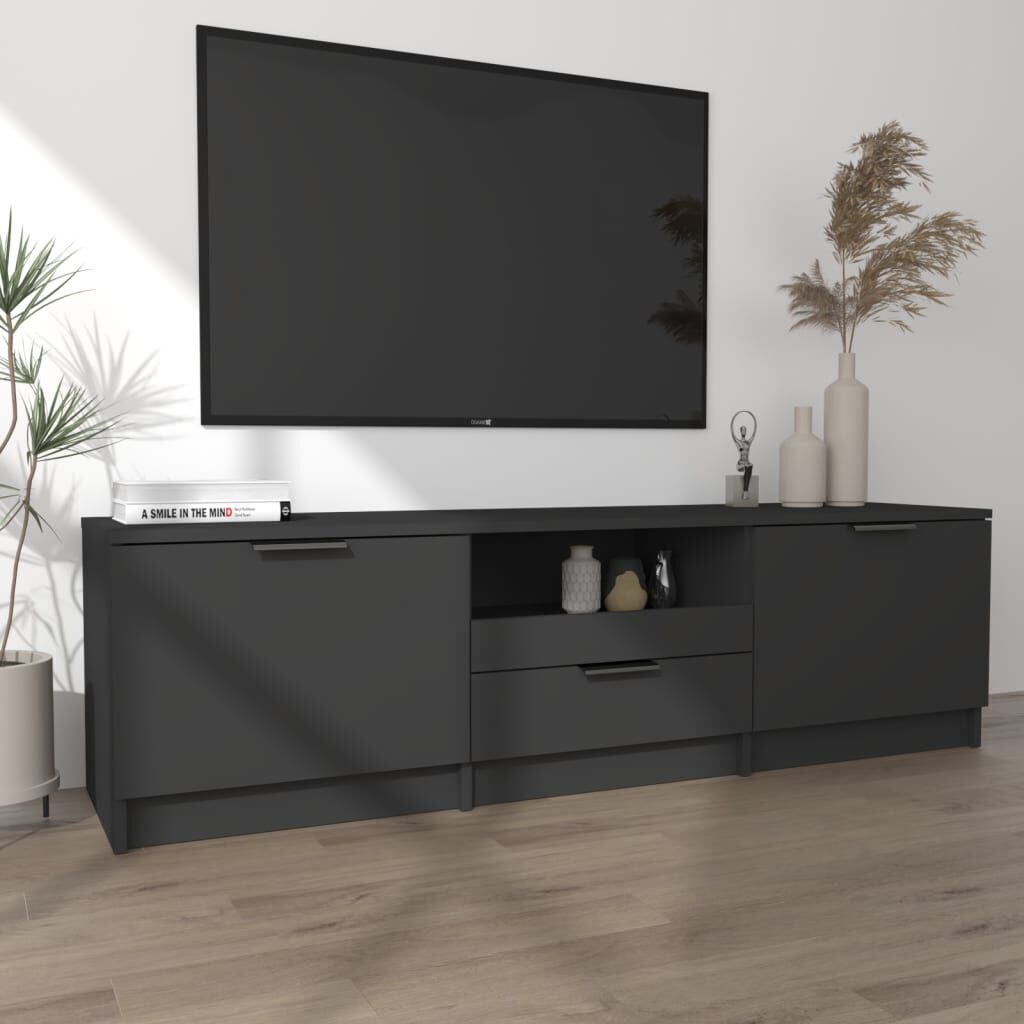 vidaXL خزانة تلفزيون أسود 140×35×40 سم خشب صناعي