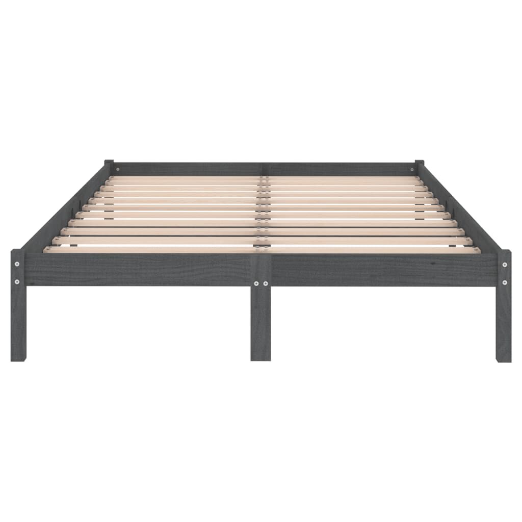 vidaXL إطار سرير خشب صنوبر صلب رمادي 120×200 سم