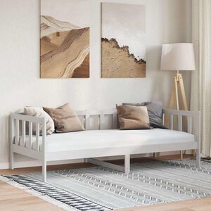 vidaXL سرير نهاري خشب صنوبر صلب أبيض 90&times;200 سم