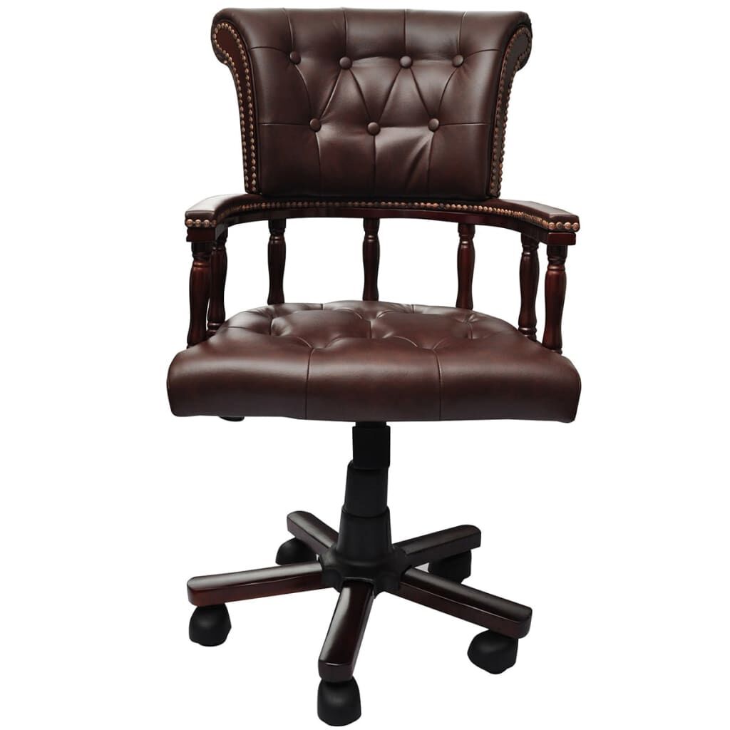 vidaXL كرسي مكتب دوار بني 62×50×(96-104) سم