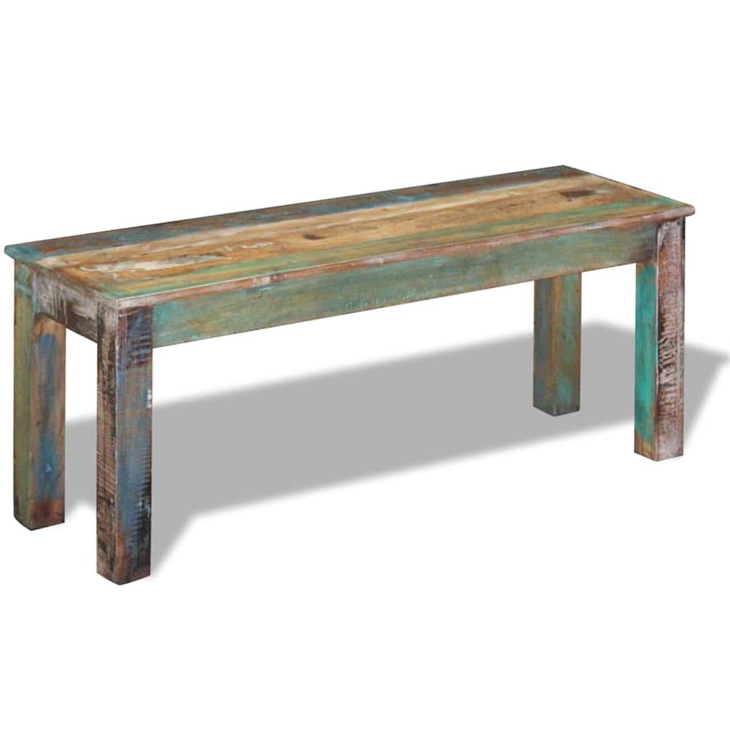 243454 vidaXL دكة خشب صلب مستصلح 110x35x45 سم