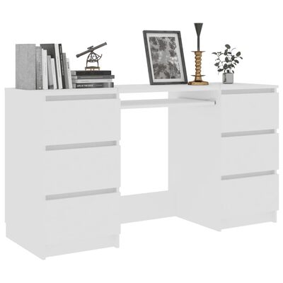 vidaXL طاولة كتابة أبيض 140×50×77 سم خشب مضغوط