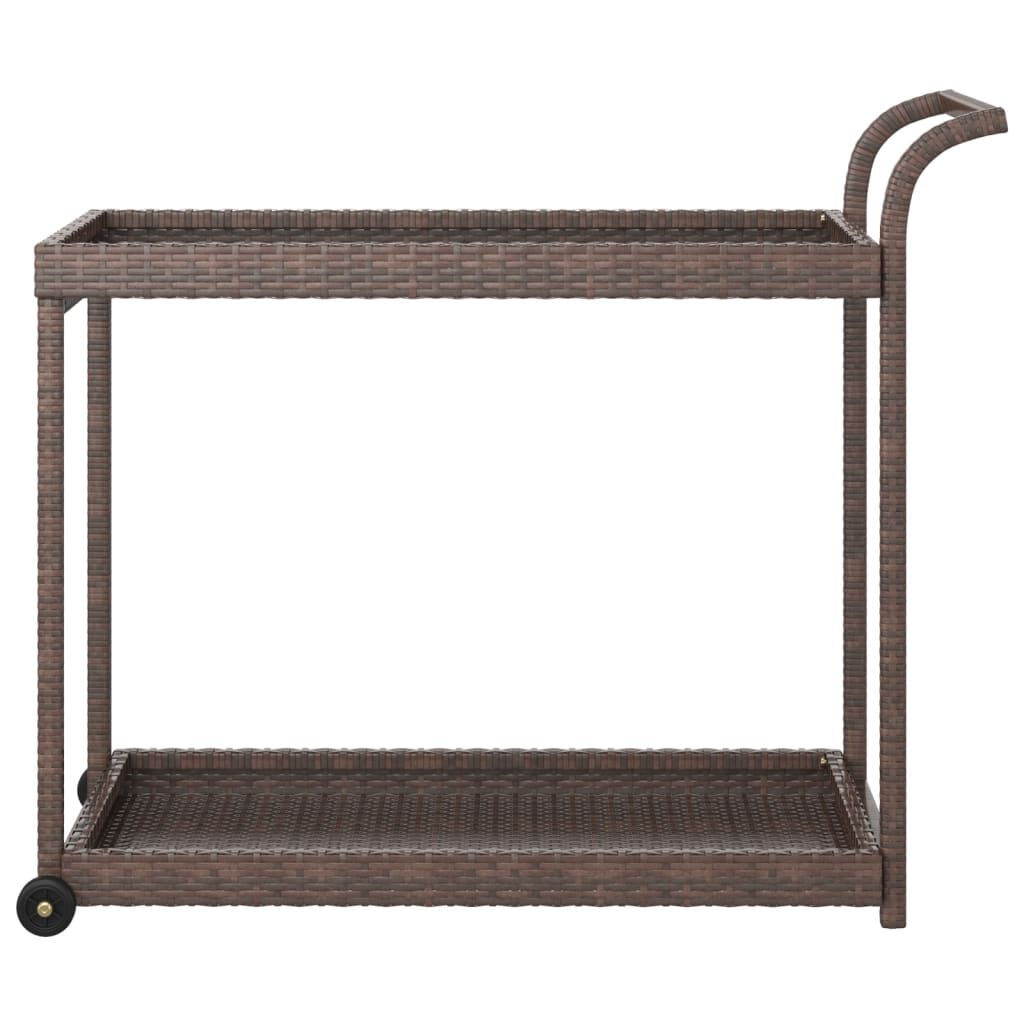 vidaXL عربة بار مع درج بني 100×45×83 سم بولي روطان