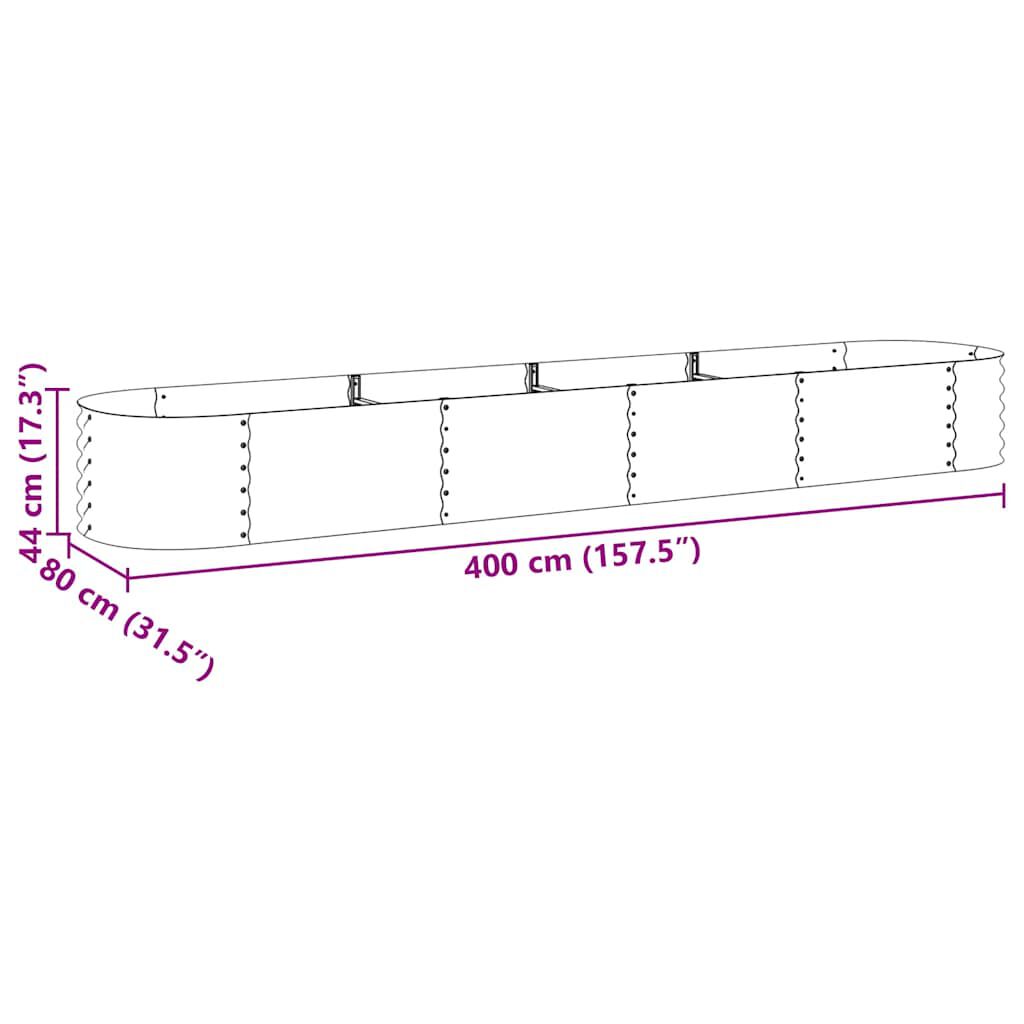 vidaXL حوض حديقة مرتفع 400×80×44 سم فولاذ مجلفن رمادي